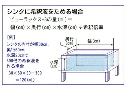 シンクに希釈液をためる場合