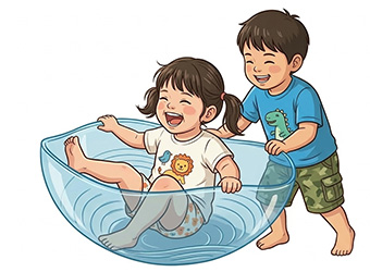 ロッキングボールで遊ぶ